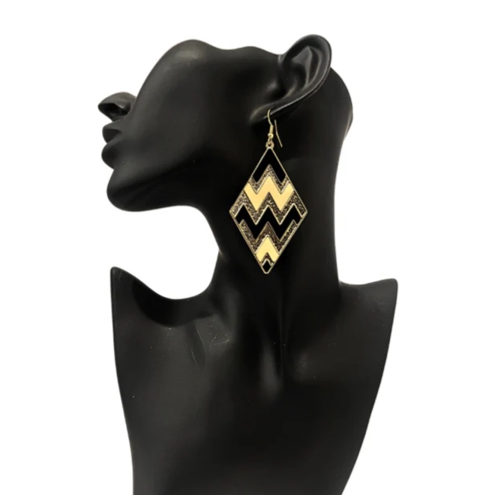 Zara Black and White Chevron Earrings